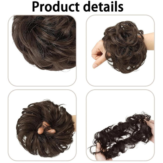 Elastic Artificial Hair Bun Brown & Black (Pack of 2)